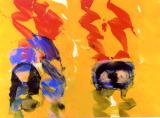 Kraftvolle Farben, energischer Strich: Diese „Zwei Aufrechte“ (Öl/Leinwand) hat Josef Mikl im Vorjahr gemalt. Am Freitag wurde der Tod des Künstlers bekannt, der die Nachkriegsära der österreichischen Malerei maßgeblich mitgeprägt hat.  Foto: Galerie Exner 