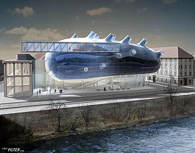 Das geplante Kunsthaus in Graz, das bis zum Jahr 2003 entstehen soll. / ©Bild: APA