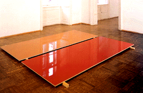 Adrian Schiess, Flache Arbeiten, 1992, Autolack / Verbundplatte