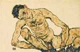 Egon Schiele: Aktselbstbildnis (1916, Bleistift, Deckfarben). Albertina Wien 