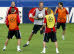 Die Champions w�rmen sich auf