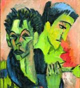 Das Bild – Öl auf Leinwand – zeigt ein Selbstbildnis des Künstlers Ernst Ludwig Kirchner mit einem Mädchen (1914/15). Foto: Staatliche Museen Berlin, Nationalgalerie