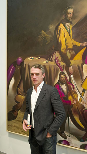 Artikelbild: Der deutsche Malerstar Neo Rauch von dem Bild "Der Reiter" in seiner Ausstellung "Begleiter" - Foto: AP