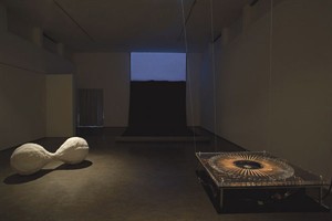 Artikelbild: &nbsp;
Lemniskate Protuberantia (2008): die liegende Acht, mathematisches Symbol für Unendlichkeit. Unten: Installationsansicht in der Galerie Stadtpark Krems.
&nbsp; - Foto: Michael Goldgruber/Stadtpark Krems