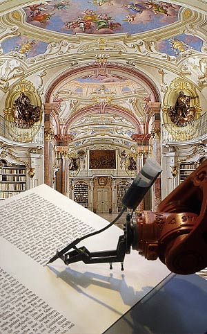Artikelbild: Nur nachts macht der Buchmaler-Roboter Pause. - Foto: robotlab