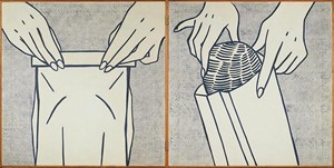 Artikelbild: Winzige Werbeillustrationen blies Roy Lichtenstein auf Leinwandgröße 
auf: 
"Bread in Bag" (1961) ist das, was es ist - das Bild eines Brotes im 
Papiersackerl.  - Foto: VBK, Wien 2011