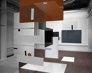 Artikelbild: Installation von Richard Hamilton, Lawrence Alloway und Victor Pasmore 
1957 in der Ausstellung "an Exhibit" in der Hatton Gallery im 
nordenglischen Newcastle upon Tyne.  - Foto: Richard Hamilton / Generali Foundation