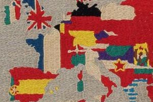 Artikelbild: Saloppe deutsche Wiedervereinigung anno 1978: Ausschnitt aus "Mappa"&nbsp; des italienischen Künstlers Alighiero Boetti (s.u.) - Foto: APA/KUNSTMUSEUM LICHTENSTEIN,VAD