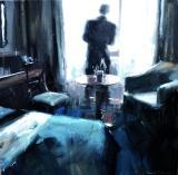 "Waiting in the Hotel Room", Detail aus Dykes Sicht auf 
den britischen MI6. Foto: Mount Street Galleries/Dyke