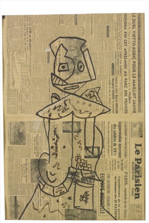 Foto: VBK, Wien, 2011 Artikelbild: Die Geister, die Gaston Chaissac rief, machten es sich auf alltäglichen
Bildgründen bequem: "Ohne Titel", 1946, Tusche auf Zeitungspapier. - Foto: VBK, Wien, 2011