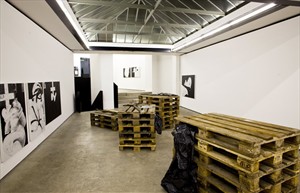 Artikelbild: Franz Graf: Friedhofskreuze auf Holzpaletten. - Foto:  Oliver Ottenschläger / BAWAG Contemporary