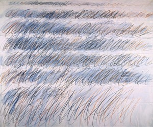 Artikelbild: Ein typischer Twombly. Unbetitelt, 1971 entstanden, Öl auf Leinwand, 
zeigt er die Versuche des Malers, vermeintlichem Gekritzel durch 
Wiederholung Tiefe und Bedeutung zu verleihen.  - Foto: EPA