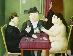 Rund und scheinbar naiv: Fernando Boteros Figuren wie die "Kartenspieler" (1991). Rund und scheinbar naiv: Fernando Boteros Figuren wie die "Kartenspieler" (1991).