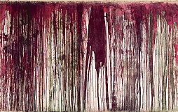 Hermann Nitschs frühes Schüttbild "Blut und Farbe" aus dem Jahr 1963. Hermann Nitschs frühes Schüttbild "Blut und Farbe" aus dem Jahr 1963.