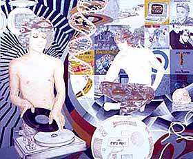 Abetz/Drescher, �ber Speicherung und �bertragung, 1999, 200 x 240 cm