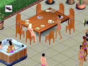 Einige Sims bei einer sommerlichen Gartenparty