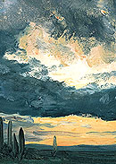 Wolkenstudie über der Elbe mit Pappeln, 1832 (Zum Vergrößern anklicken)